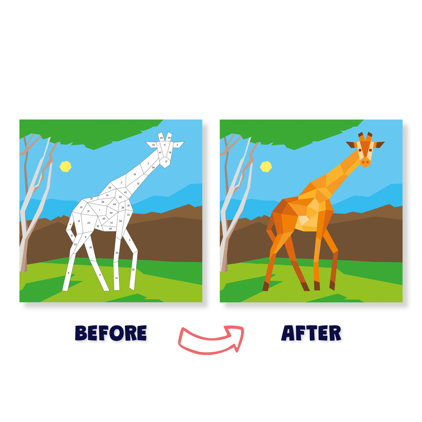 Sticker by Number: Zoo Animals