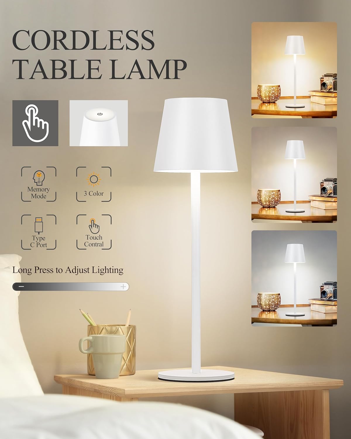 Kyoto Portable Cordless LED Table Lamp