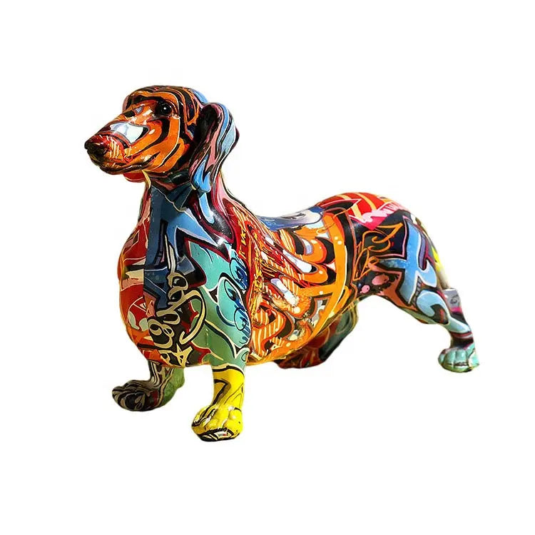 Colorful Graffiti Dachshund Dog Figurine