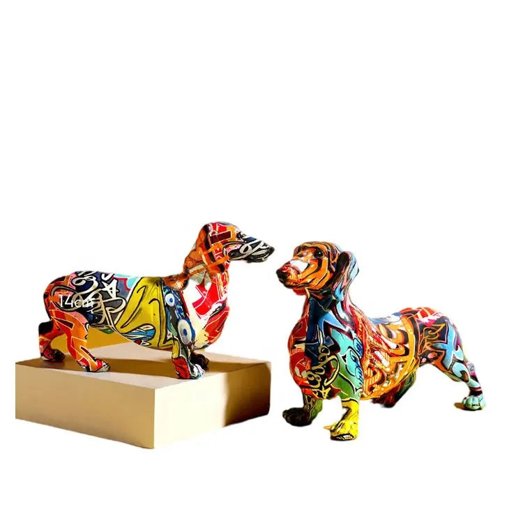 Colorful Graffiti Dachshund Dog Figurine